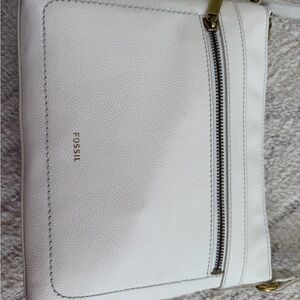 Fossil Cream Crossbody Bag with Gold Accents